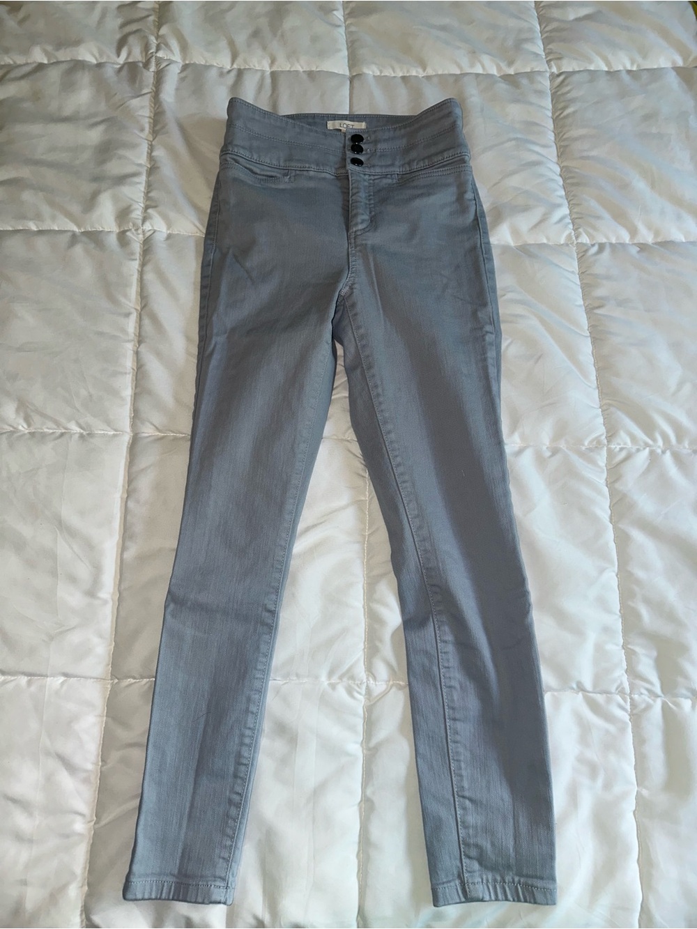 LOFT Textured High Waist Skinny Pants in Shallow Pond Blue